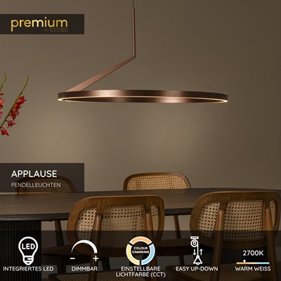 Lucide APPLAUSE - Pendelleuchten - Ø 80 cm - LED Dim. - CCT - 1x50W 2700K/4000K - Hand-Bewegungssensor - Kaffee | Premium